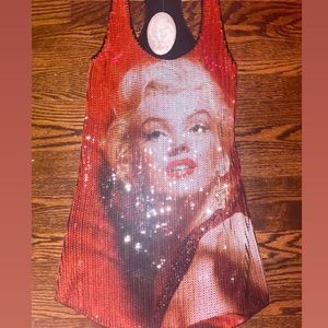 NWT Vintage Sequin Marilyn Monroe Tank dress Size L!